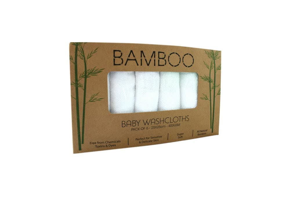 Premium Bamboo Baby Wash Cloths - Pack of 6-25x25cm - 400GSM : Super Soft, Gentle & Absorbent