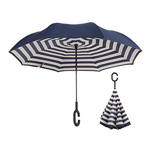 Creative Inverted Umbrella, Double Layer Windproof Anti-UV Sun and Rain Umbrellas with Hands Free Handle, Perfect Business, Birthday, Christmas Gifts (Lily)