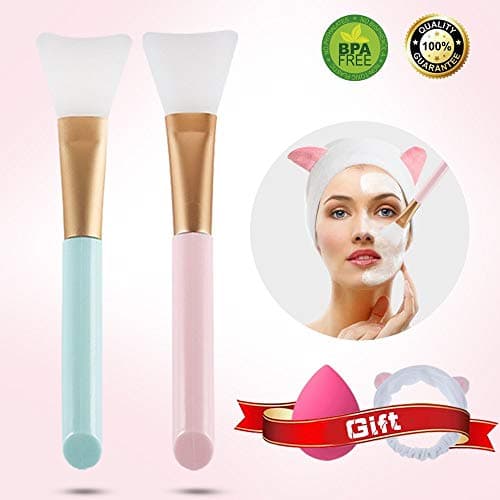 face Mask Brush - 2 pcs silicone face mask brush - Mask face Beauty Tool,soft Silicone facial brush and shower headband, makeup sponge for Applying Facial mask, Eye Mask, Peel,