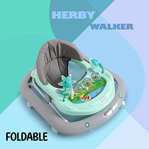 Funride Baby Walker 6 to 18 Months - Herby Foldable Activity Walker with Adjustable Height for Boys and Girls