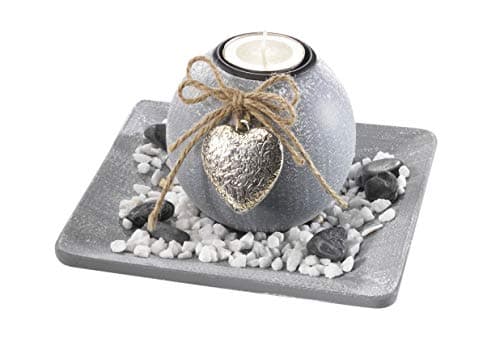 Deco bowl square in stone look with candle holder for 1 candle