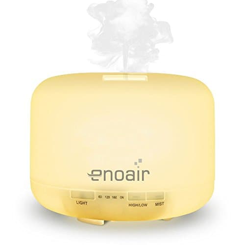 Enoair 500ml Aromatherapy Cool Mist Ultrasonic Air Humidifier Essential Oil Diffuser with 4 Timer Settings, 14-Color LED Light Settings and Mist-Auto Shutoff