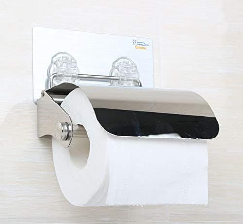 EzHomeAdd Toilet Paper Holder Without Making Holes in Your RV for RV/Small Bathroom Side-of-Tank Neat Toilet Paper Reserve Holder, Non-Permanent Sticker Stainless Steel Bath Tissue Dispenser