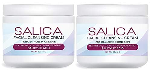 Salica | Acne Treatment Cream with Salicylic Acid & Tea Tree Oil, 4oz – For Acne Scar, Pimple, Cystic, Back Acne, Blackhead (2 pack)