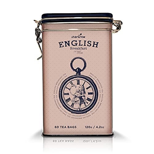 Charbrew English Breakfast Tea - fine mesh Infuser Teabags Alice in Wonderland ALICE CLOCK Tea Blends Giftset - 120g/4.2oz Rolled Leaf (Black Tea) from Sri Lanka