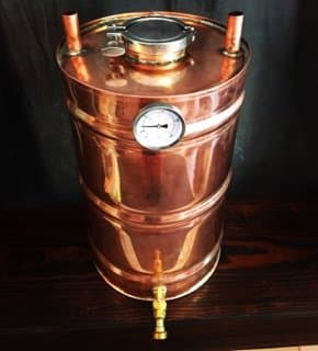 6.6 Gallon Copper Moonshine Still Thumper Keg (Doubler) with 3" access port.