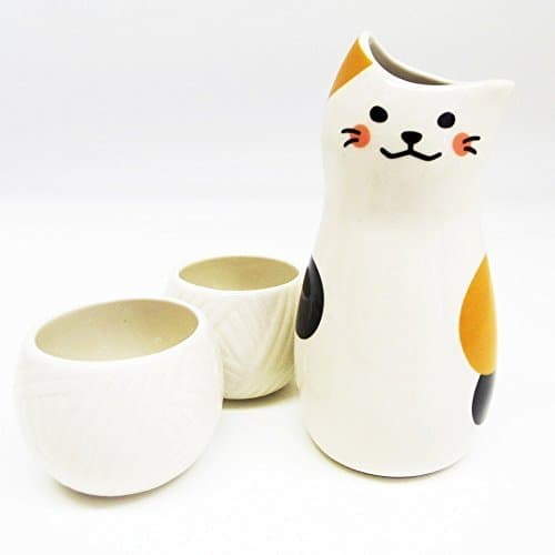 Sun Art Calico cat Sake Bottle and Sake Cups set SAN2524 from Japan by Sun Art