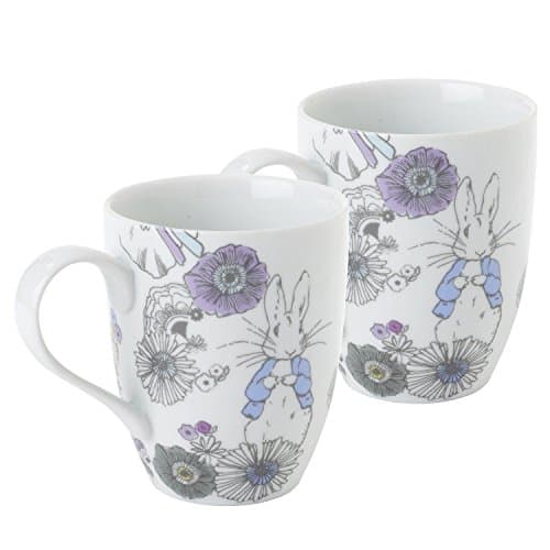 Stow Green Beatrix Potter Peter Rabbit Contemporary Porcelain Mug Cup Set of 2 | Gift Boxed