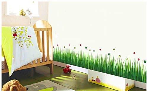Removable Wall Stickers Wall Footing Stciker Grass and Ladybug