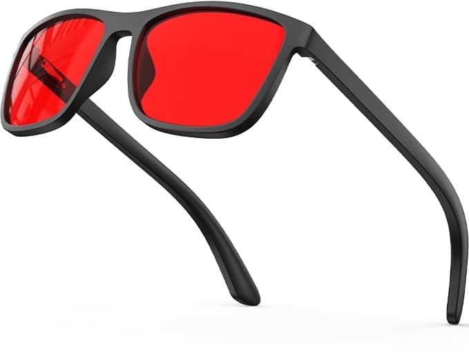 Bloomoak 100% Red Lens Blue Green Light Blocking Glasses- Dual AR Coatings Sleep Glasses Before Bed - Anti Glare, Fatigue