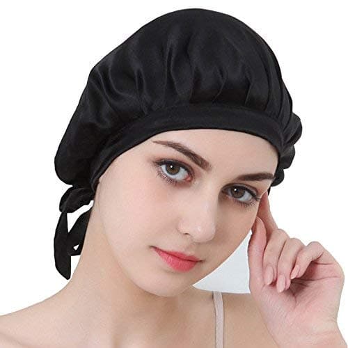 RAILONCH 100% Mulberry Silk Night Sleep Cap Soft with Adjustable Elastic Ribbon for Women Girls, Night Cap Head Cover Bonnet for Hair Care