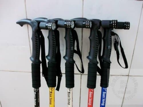 Hammer AntiShock Trekking Hiking Walking Stick Pole LED