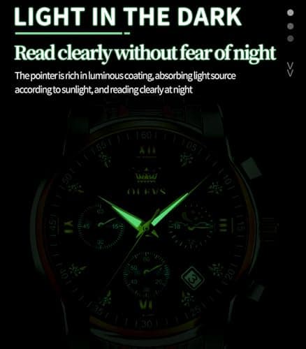 OLEVS Male Wrist Watches, Analog Quartz Business Stainless Steel Waterproof Luminous Watches Luxury