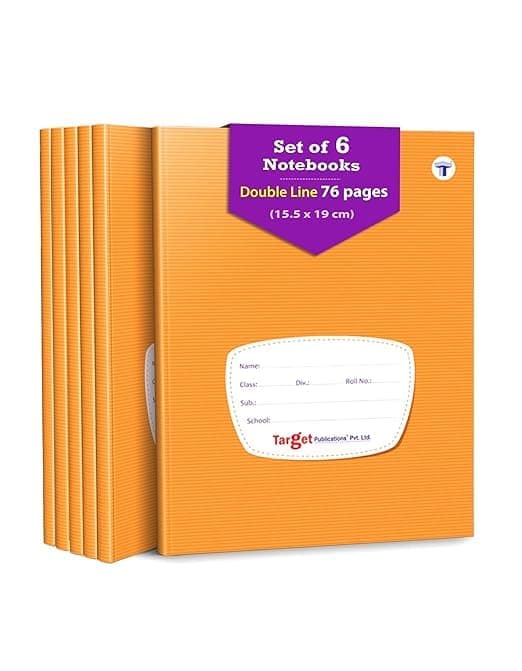 TARGET PUBLICATIONS Double Line Notebooks for Kids | 76 Ruled Pages | Small Two Line Notebook Hard Brown Cover 15.5 cm x19 cm Approx | Pack of 6 Books | GSM 57
