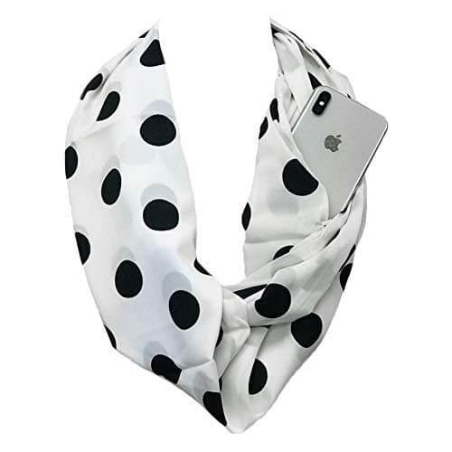 Shop Pop Fashion - Women Infinity Scarf Zipper Pocket Scarf, Infinity Scarves(Polka Dot, Black and White)