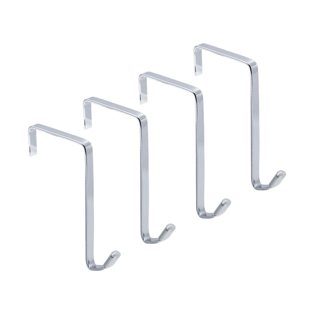 SayHi2U Over-The-Door Single Hanger Hook, Durable Metal Organizer for Hanging Coat Towel Bag Robe, Back of Bathroom and More (Silver, Single 4 Pack)