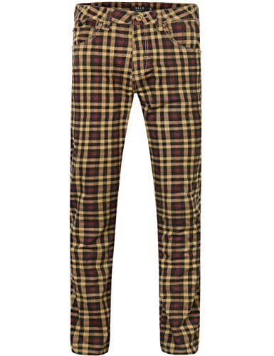 SSLR Men's Checkered Straight Fit Denim Jeans (W32 x L32, Red (709-1))