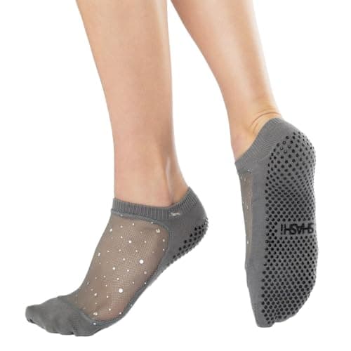 SHASHI Sparkle Mesh Socks for Women – Shimmer, Full-Coverage Non Slip Socks for Barre, Yoga and More
