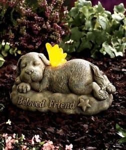 Solar Ceramic Dog Pet Memorial Garden Yard Statue with Lighted Wings 9" X 5-1/2" X 4-1/2"