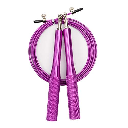DIFFLIFE 2019 New Speed Jump Rope with Aluminum Handle - Jumping Rope for CrossFit, Boxing, MMA, Fitness Workout, Cardio Exercise, Fits All Ages（Purple） (YUNDA)
