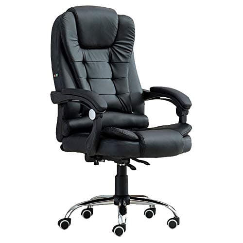 Santoll High Back Office Chair Adjustable Ergonomic Desk Chair with Padded Armrests,Executive PU Leather Swivel Task Chair with Lumbar Support (Black)