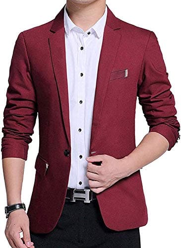 GEEK LIGHTING Slim Fit Single One Button Blazer Jackets for Men(Red,US XL=Label 5XL)