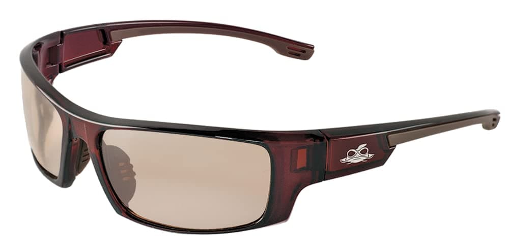 Bullhead Safety Eyewear BH9711 Dorado, Crystal Brown Frame, Brown Flash Mirror Lens, Brown TPR Nose/Temple (1 Pair)