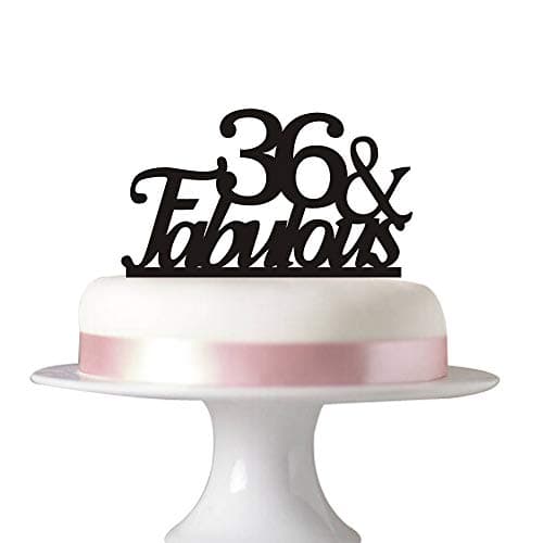 36 & Fabulous cake topper for 36th birthday party decorations Black acrylic