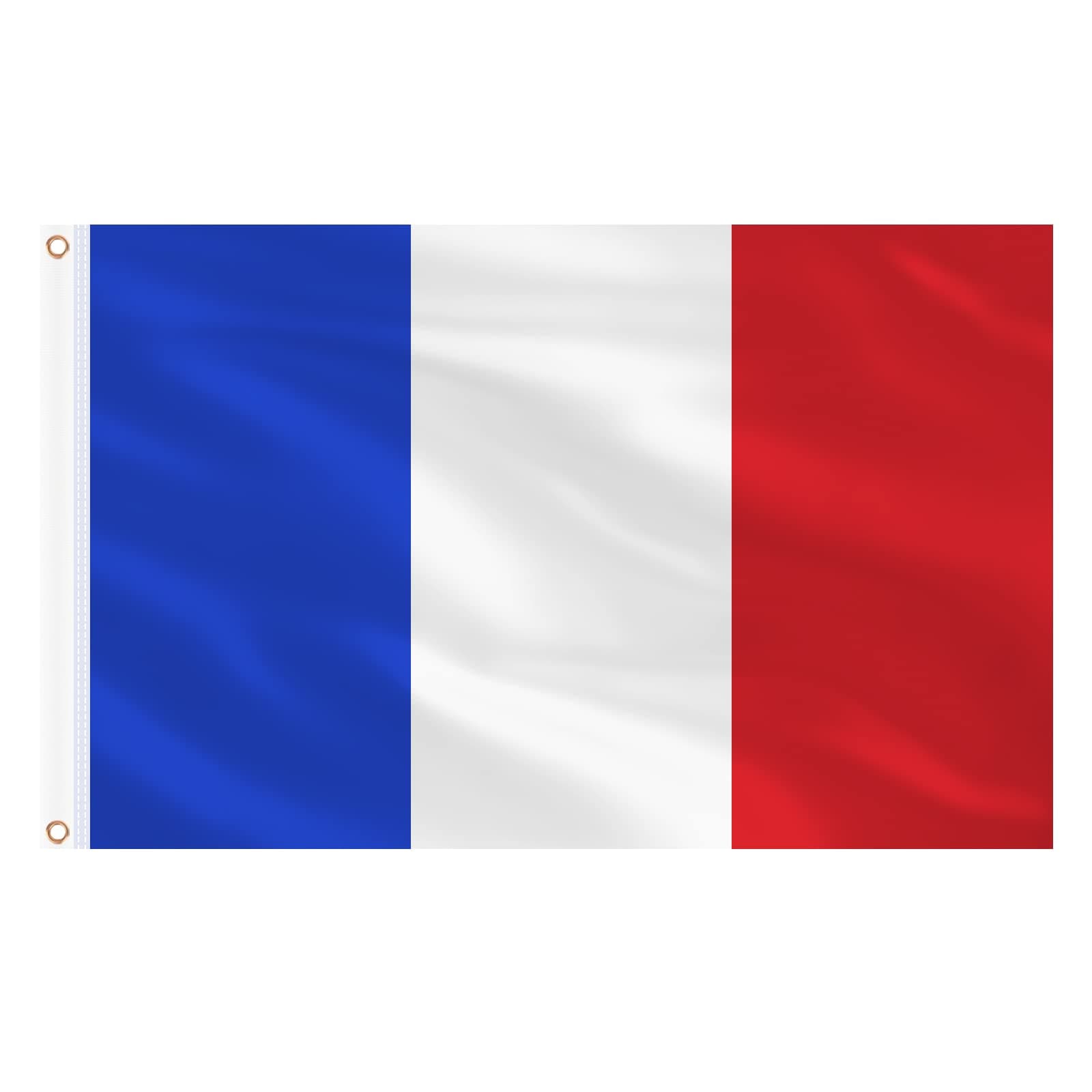 French Flag 3 x 5 Ft France Flag, Large France National Flags for Outside - Double Side with Brass Eyelets for Olympic Party Decorations, Bar Garden Street Decoration Indoor Outdoor