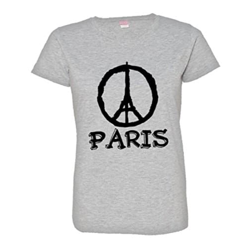 Womens Paris France Eiffel Tower Jean Jullian Design Peace Soft-Style Fashion Tee - Heather (XXL)