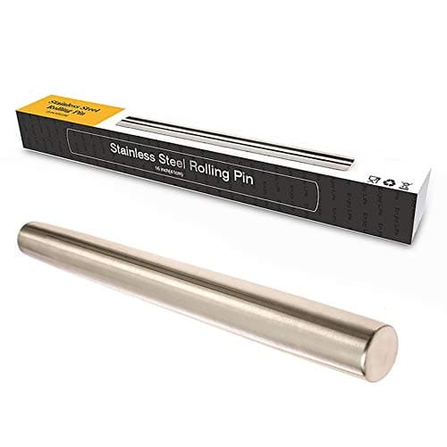 French Rolling Pin Professional, French Dough Roller for Baking, Smooth Metal & Tapered Design Best for Fondant, Pie Crust, Cookie & Pastry Dough