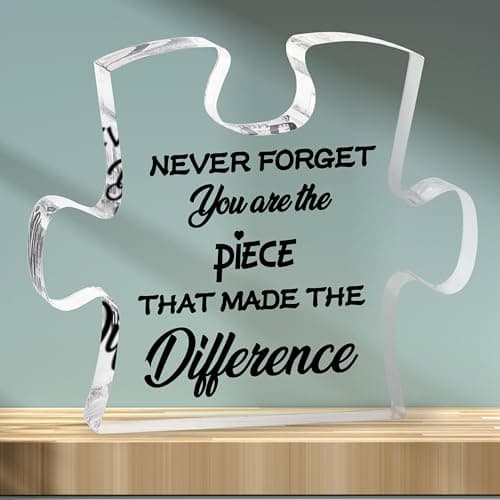 Puzzle Piece Acrylic Plaque - Leaving Gift for Teachers, Colleagues, Nurses and Friends - Retirement Thank You Present for Men and Women