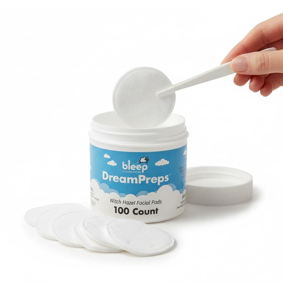 DreamPreps Witch Hazel Pads – Gentle Witch Hazel Wipes and Skin Prep for BleepSleep's Halos & Eclipse, Soothes Sensitive Skin, Single Pack - 100 Count Facial Wipes - Travel Size – Made in USA