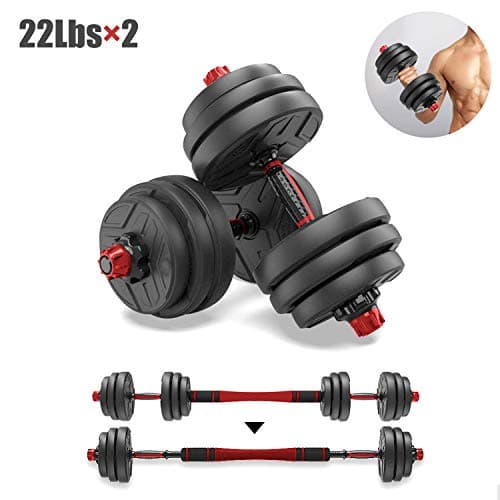 Pinroyal Free Weights Dumbbells Set, Adjustable Weight for Every Type Training, with Connecting Rod Can Be Used As Barbell, 10Kg/22Lbs ×2, Total Weight 20Kg (44Lbs) for Body Workout Home Gym.