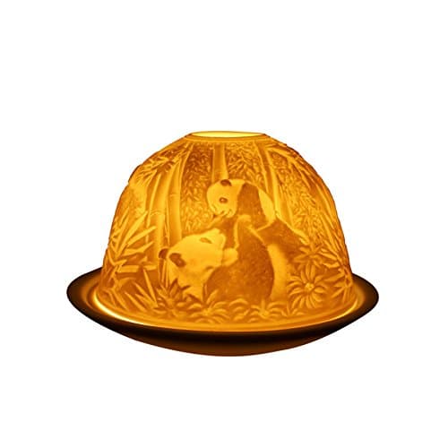 Fine Chinese Porcelain Lithophane Tea Light Holder by Welino - Pandas