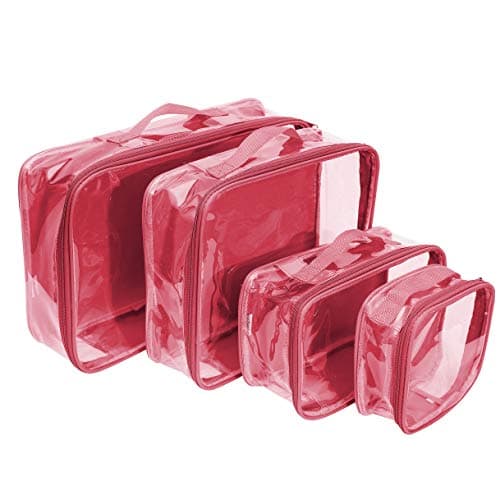 EzPackingClear Packing Cubes set of 4 / Packs 7-10 Days of Clothes/Premium PVC Plastic Storage Cube