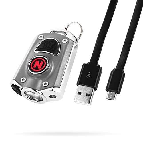 NEBO MYCRO Keychain Flashlight | 400 Lumens, 40 Hours Run Time, Rechargeable EDC Light With 6 Red, Green & White Modes, Water Resistant, Portable, Includes Charging Cable & Stainless Steel Necklace