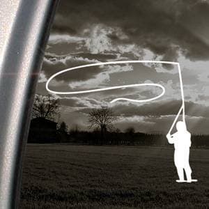 Fly Fishing White Sticker Decal Art Laptop Bumper Notebook White Sticker Decal