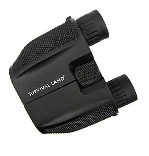 Survival Land 10x25 Binoculars with Low-Light Night Vision: 65 ° Wide Angle Field of View, 10x Zoom & 25mm Objective Lens - Exceptional for Hunting, Birdwatching, Sports, Hiking, Camping or Concerts