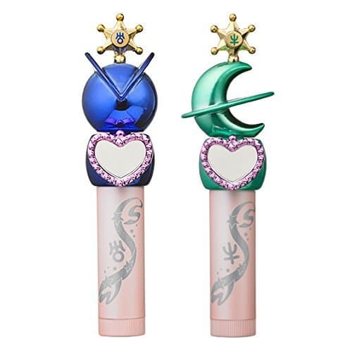 BANDAI Sailor Moon Miracle Romance Twin Lip Balm Rod - Sailor Uranus & Neptune - Mint - Moisturizing (Marine Collagen) - Set of 2