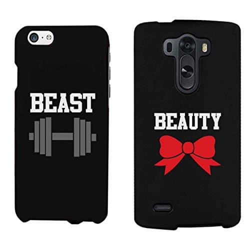365 Printing Beauty and Beast Black Matching Couple Phone Cases Christmas Gifts