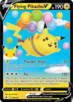 Pokemon Celebration Flying Pikachu V, 25th Anniversary, Full Art Rare Holo + Surprise Card!