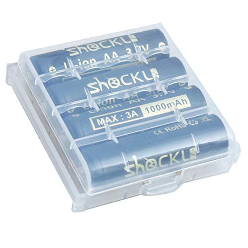 Shockli AA Size Lithium/Li-ion Rechargeable Batteries Button top unprotected (Battery Size: Diameter: 14mm, Height: 50mm)-4 pack-Ideal for Lumintop Tool AA, NICRON N7, ThruNite Archer