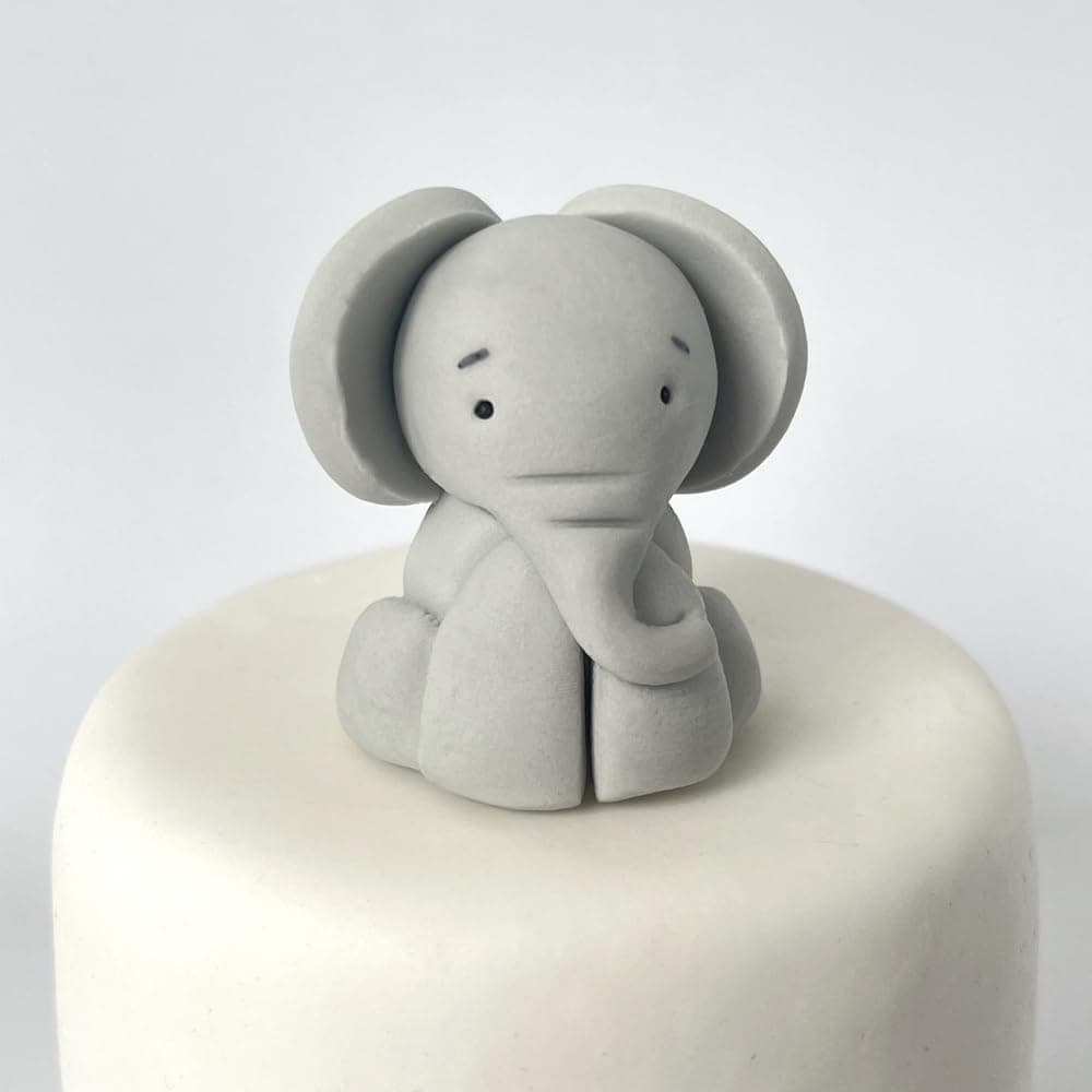 SugArt Elephant Cake Toppers Edible Figure Icing Personalised Custom Name Birthday Party Decorations Great for Kids Boy Girl Baby Shower Christening Blue Pink Stars First Birthday Animals Jungle
