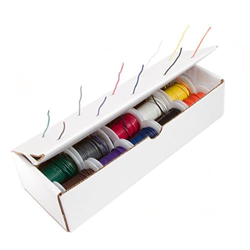 24 AWG Gauge Stranded Hook Up Wire Kit, 25 ft Length, 10 Colors, 0.0201" Diameter, PTFE, 600 Volts