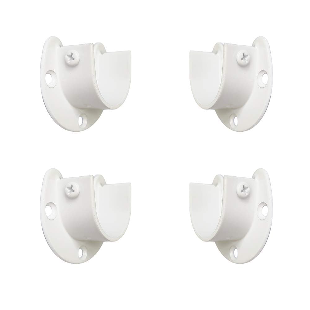 FYTRONDYWhite Edition Stainless Steel Closet Rod Bracket, U-Shaped Open Type Socket, Wardrobe Support, Shower Curtain Rod End Supports (1 INCH, 4 Pack)