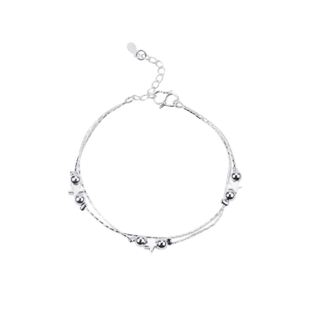 HithopHithop 925 Sterling Silver Rhinestone Adjustable Star Bead Ankle Chain Bracelet Jewelry