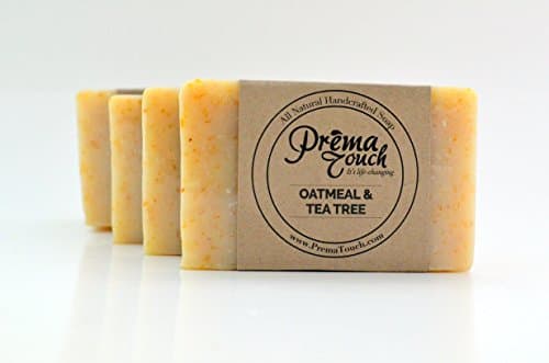 OATMEAL & TEA TREE (Melaleuca) Coconut Oil Soap Bar Made Especially for ECZEMA - Life Changing, All Natural, Handmade, SLS, Paraben and Harmful Chemical Free (Oatmeal & Tea Tree 4 Bar Pack)