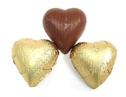 Wrapped Chocolate Hearts Gold 1.5 Pounds