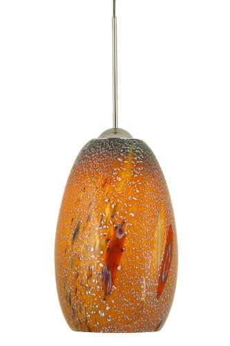 PD128MOSNX3M Pendant, Satin Nickel Finish with Mouth Blown Murano Glass Shades